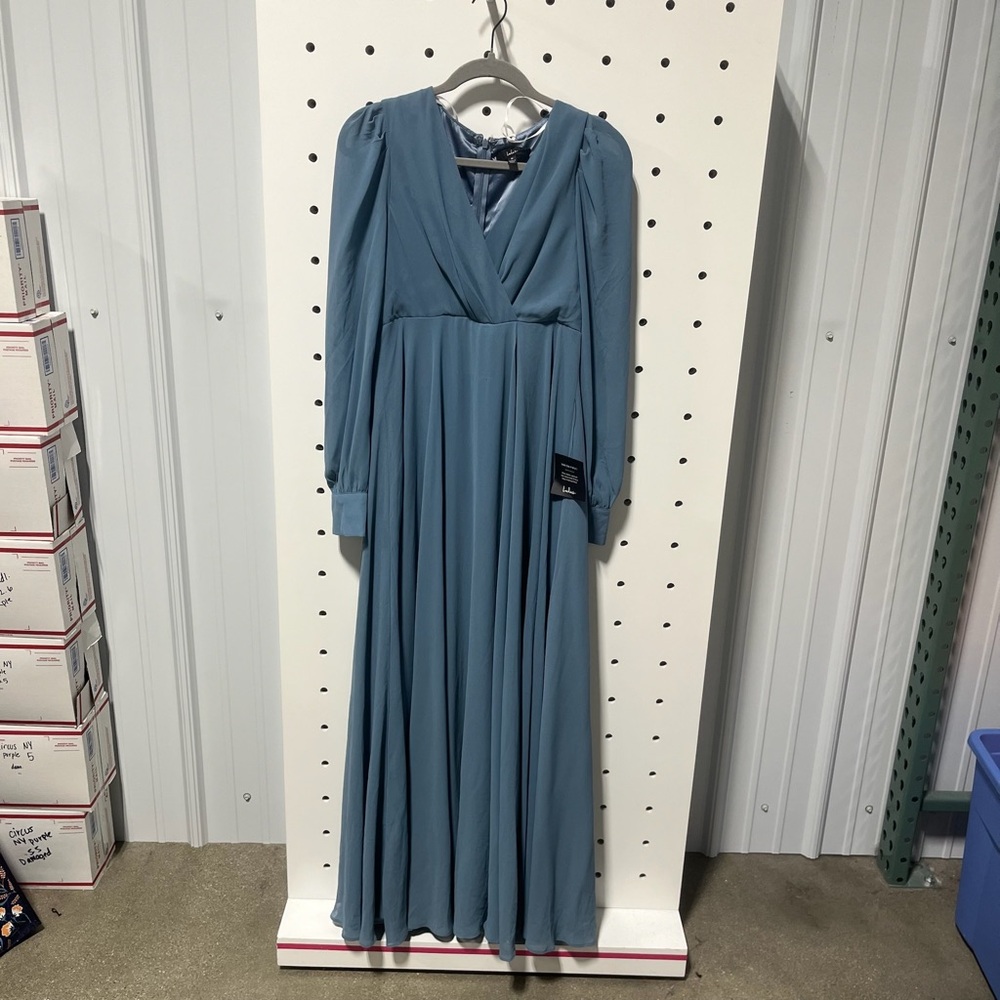 LULUS Romance Ready Maxi Dress Slate Blue Womens Sz M